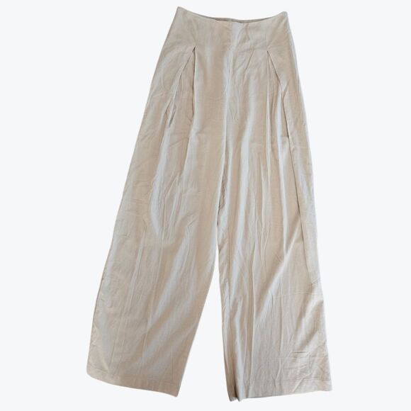 NWT Jason Wu Linen Blend Two Piece Shell Fringe Crop Top Wide Leg Pleated Pant 6 - Picture 2 of 15